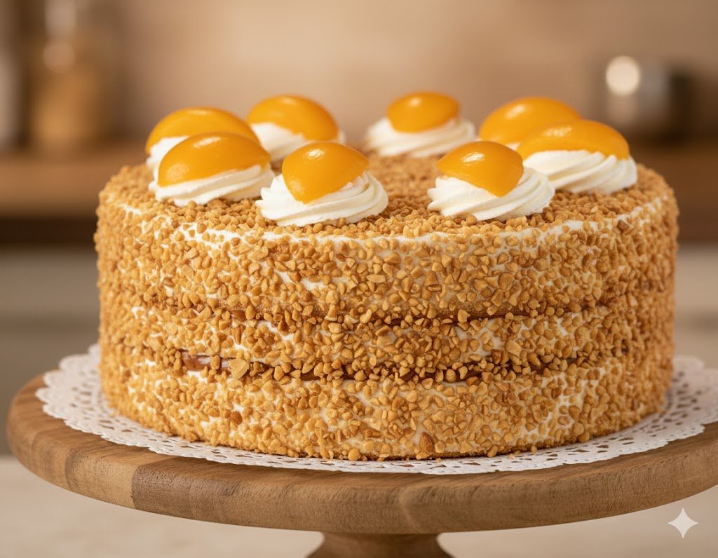 Torta de Duraznos & Praliné Artesanal 🍑✨/ עוגת אפרסקים ופרלינה פיצוחים - Imagen 4